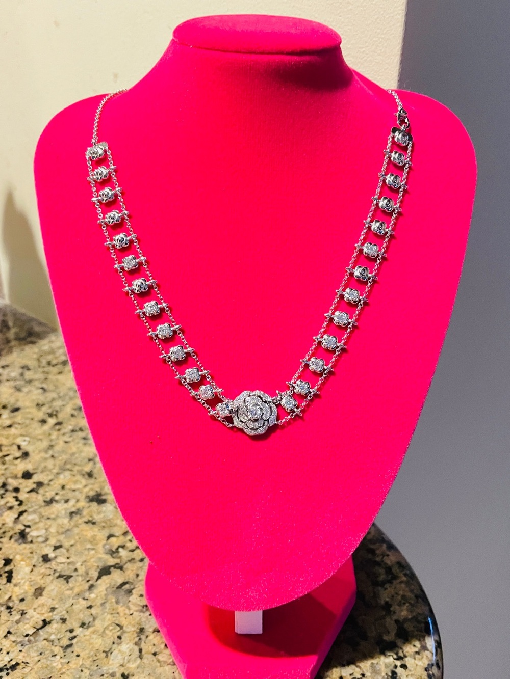 Camelia Choker S925 Flower Necklace 16” with 2” extender